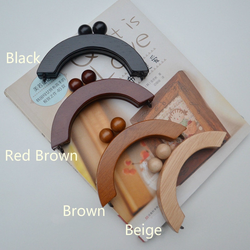 1 Stück 14 cm Retro-Geldbörsenrahmen mit Holzgriff, mit Schrauben. Wählen Sie Ihre Farbe Bild 2