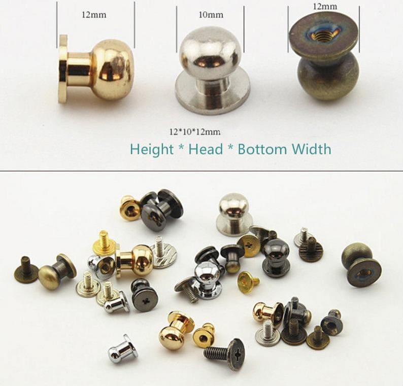 Screwed Studs Button For Diy Purse/ Belt Stud 2 Sets A Pack 4mm/5mm/6mm/8mm/10mm Pick Color And Size image 3