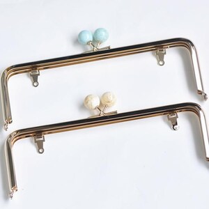 Light Gold Purse Frame Rectangular Purse Frame With Kiss Lock 18cm x 6cm