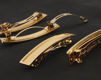 1 Piece Stainless Steel 24K Gold Color Hair Clips Blank Hairpin 84x17mm