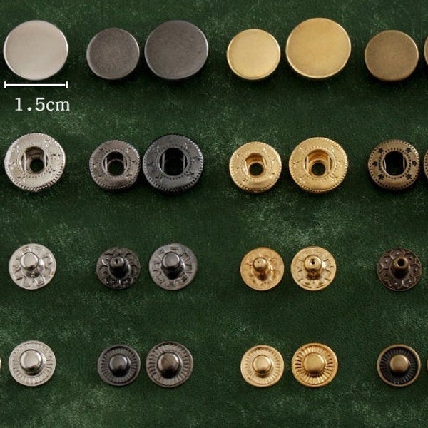 Flat Snap Button Fasteners For Purse, Button For Leather 10 Sets A Pack 1.2cm/1.5cm