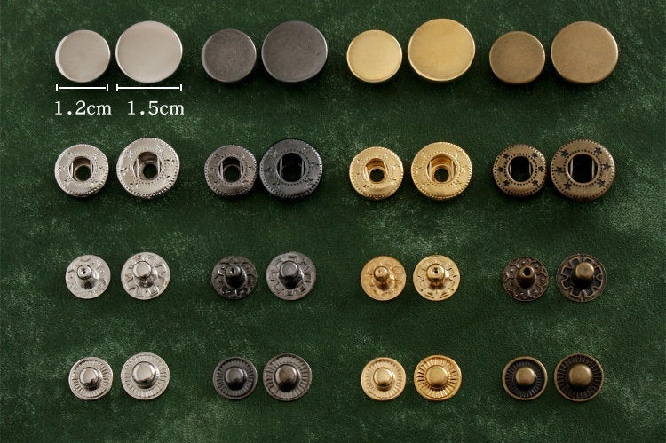 Flat Snap Button Fasteners For Purse, Button For Leather 10 Sets A Pack 1.2cm/1.5cm