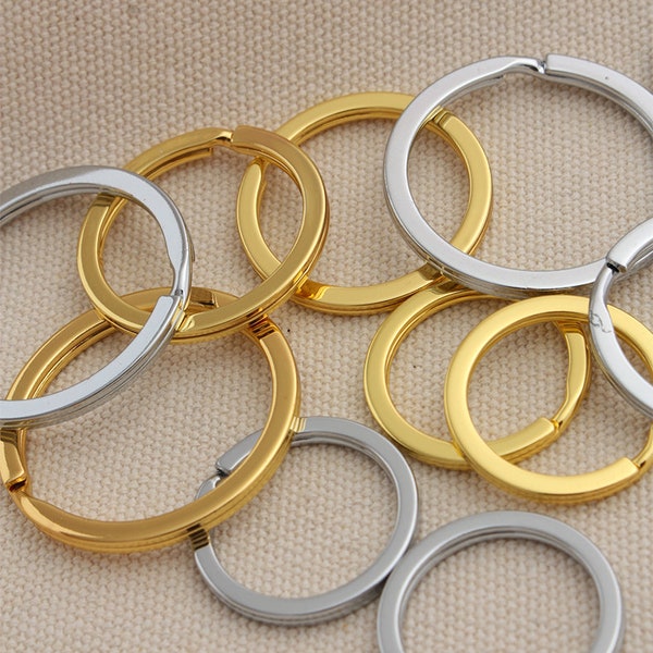 5pcs Solid Flat Split Key Rings Inner Size 20mm/25mm/30mm Pick Size