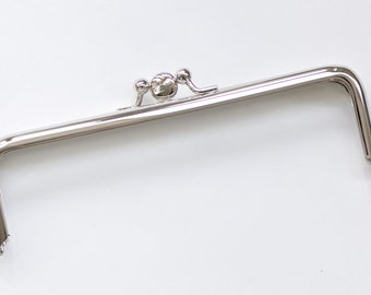 Double Pocket Purse Frame Silver Two Bags Clutch Hanger Glue-in Style 17.2cm x 5cm ( 6 3/4" x 2"）