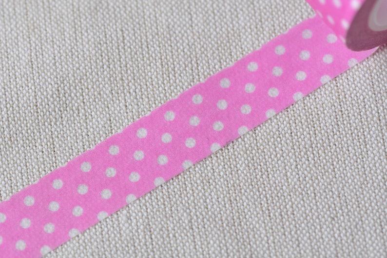 Pink Polka Dots Adhesive Washi Tape 15mm Wide x 10M Roll No.12751