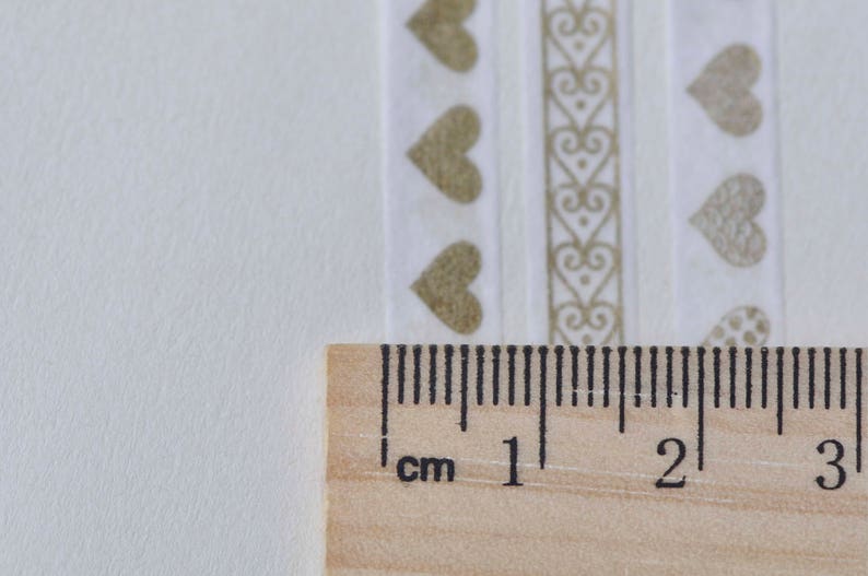 Foil Gold Love Heart Washi Tape Set 3 Rolls A Set 5mm Wide x 5M Long No.13175