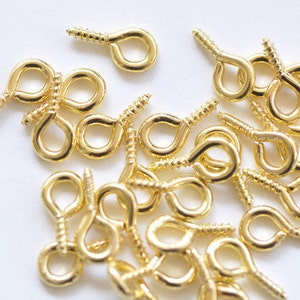 Screw Eye Pins Mini Hook Bail 5x10mm Set of 50 Various Colors
