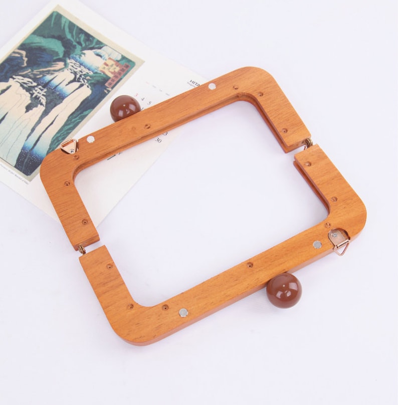 20cm 8 Retro Purse Frame Wood Handle Purse Frame With Screws Pick Color image 5