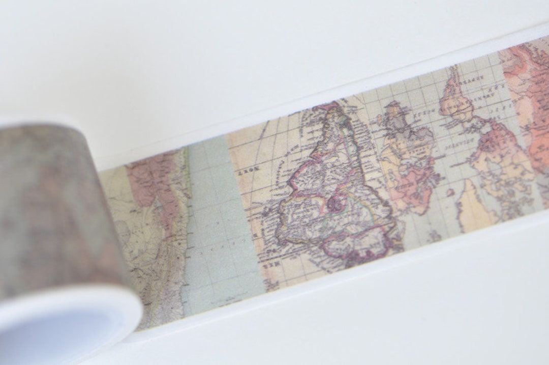 World Map Washi Tape Nautical Map Scrapbooking Tape 30mm Wide X 5M No ...