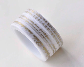 Foil Gold Handwriting Washi Tape Set / 3 Rolls A Set/ 5mm Wide x 5M Long No.10567