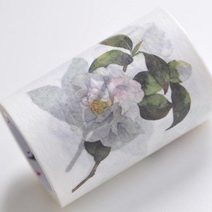 Camelia Flower Washi Tape Wide Floral Japanese Unlined Masking Tape 55mm x 5 Meters No.10594