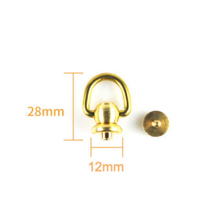 Brass Screwed Studs Back Pull Ring Button Leather Hardware