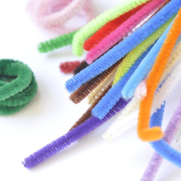 Chenille Stems Pipe Cleaner Tinsel Stems Wired Sticks For Making Toy Bears Bunnies 8mmx 50cm Set of 5