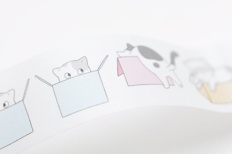 Katzen Washi Tape 25mm x 3 Meter A Rolle mit Rückseite Bild 4