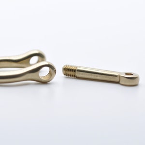 May include: A gold-colored metal ring with a threaded pin. The ring is open and the pin is threaded through the ring. The pin has a small loop on one end.