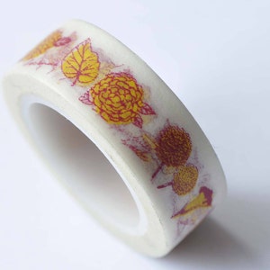 美しい黄色の葉の花のマスキング和紙テープ 15 mm x 10 M ロール No.12775