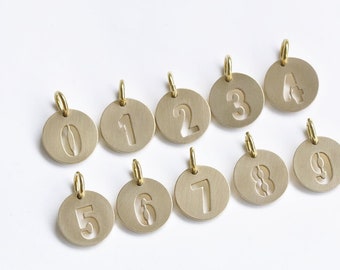 Brass 0-9 Number Round Pendants 2cm Unique Key Ring Maker Pick Up The Number