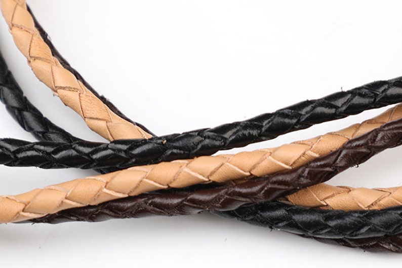 4mm Width Cowhide Braided Leather Strap 50cm