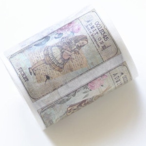 Vintage Rabbit Alice Washi Tape Journal Supplies 45mm wide x 3 Meters Roll No.12060