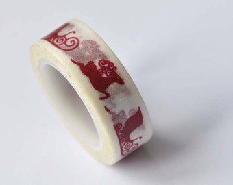 Red Reindeer Masking Washi Tape 15mm Wide x 10M Roll No.12673
