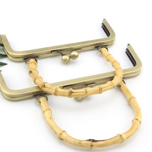 Antique Bronze Purse Frame With Natural Bamboo Handle Come With Screws 20cm 8/25cm 10 Pick Size image 4