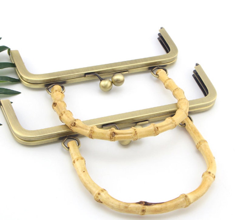 Antique Bronze Purse Frame With Natural Bamboo Handle Come With Screws 20cm 8/25cm 10 Pick Size image 4