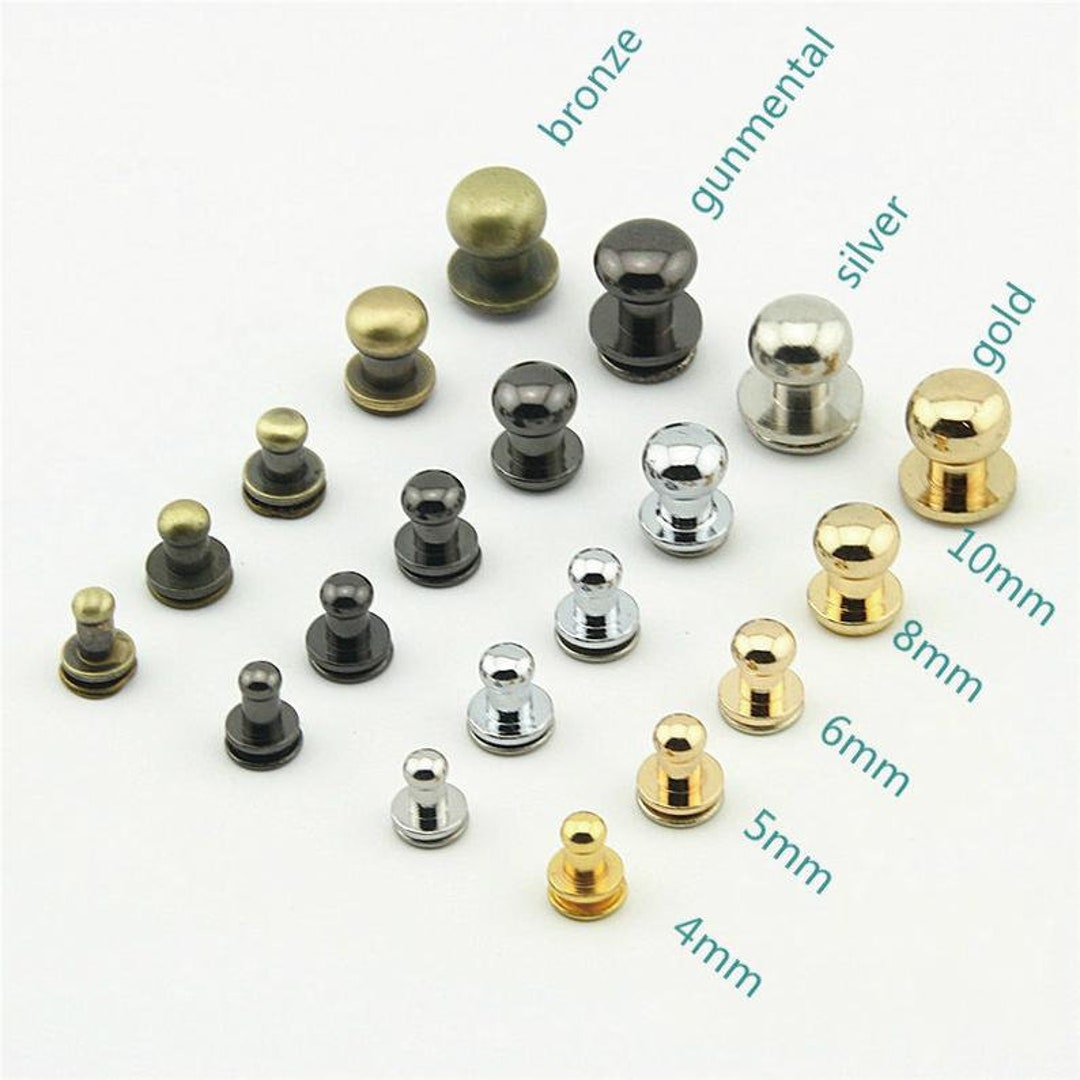 2pcs Brass Ball Studs Rivets O/D Ring for Leather Crossbody Purse Craft,Small