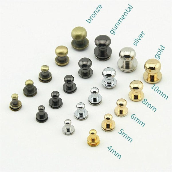 Bouton goujons vissés pour sac à main diy / goujon de ceinture 2 ensembles un pack 4mm / 5mm / 6mm / 8mm / 10mm Pick Couleur et taille