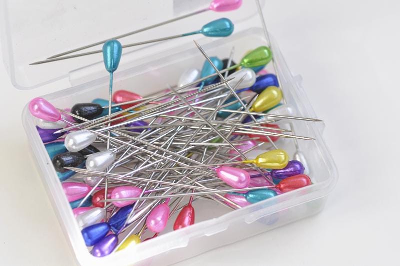 Teardrop Dressmaker Pins, Mixed Color Craft Pins 55mm - Set of 50 Pick ...