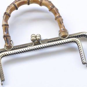 Antique Bronze Large Sewing Purse Frame With Natural Bamboo Handle 20cm/25cm ( 8"/10")