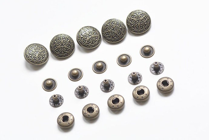 Red Snap Button, Flat Top Snap Fastener, Metal Snap Button, Wallet Bag  Closure, Press Studs, Flat Snap Button,Upholstery Button, 10 sets