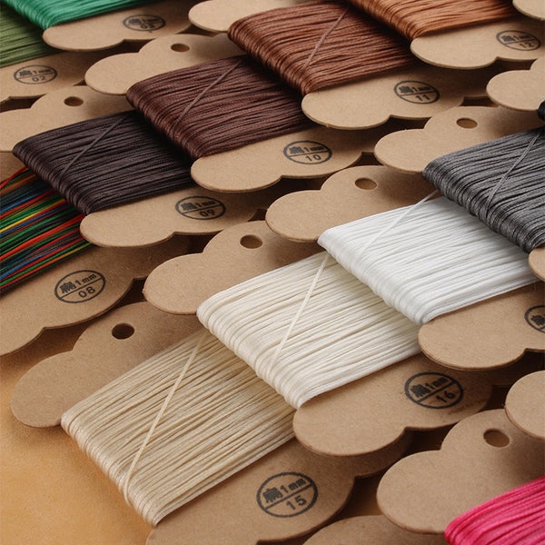 1mm Width Flat Waxed Polyester Thread For Leather Craft Hand Sewing Essential 30 meters A Roll Pick Color