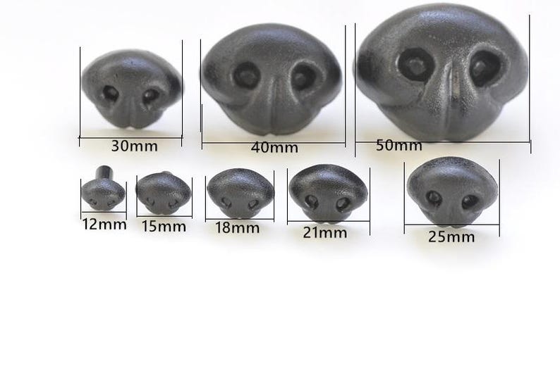Black Dog Nose/ Animal Amgiurumi Safety Nose Come With Washers 5pcs A Pack -Pick Size 5pcs For Each Size