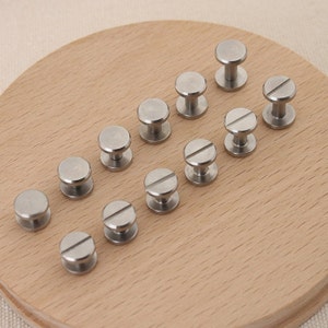 Flat Head Screws 10mm Leatherworking Screws Belt Stud 2 Set ( 2 button+ 2 bottom screw) A Pack