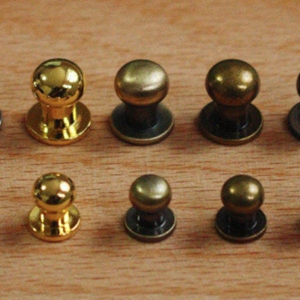 Bouton de goujons vissés en laiton pour sac à main de bricolage / goujon de ceinture / Pick Color And Size / 5 ensembles un pack 6mm / 8mm