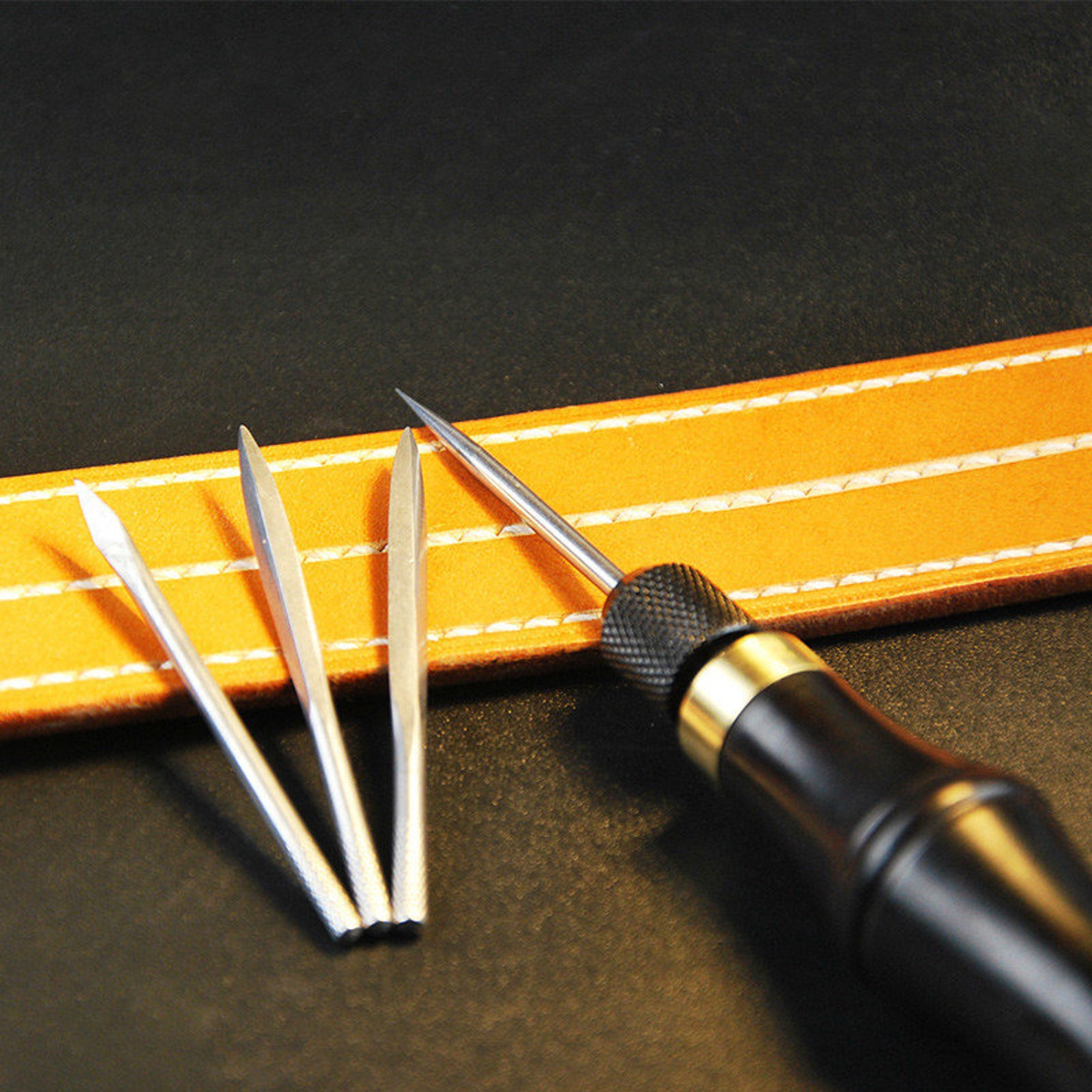 Stitching Awl Sewing Leather Wood Handle and Four Needles Set Etsy