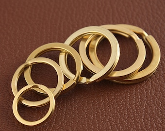 5pcs Solid Brass Split Key Rings Outer Size 20mm/25mm/28mm/30mm/33mm/35mm Pick Size