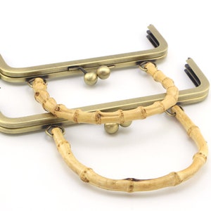 Antique Bronze Purse Frame With Natural Bamboo Handle Come With Screws 20cm 8/25cm 10 Pick Size image 1