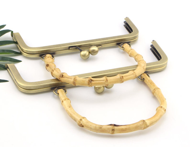 Antique Bronze Purse Frame With Natural Bamboo Handle Come With Screws 20cm 8/25cm 10 Pick Size image 1