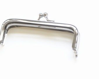 9cm (3 1/2 ») Silver Purse Frame Rectangulaire Kisslock Glue-in Style 9cm x 4cm