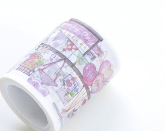 Happy Day Pink Washi Tape 45mm Wide x 5 Meters Long No.13336