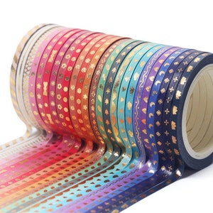 Foil Gold Rainbow Washi Tape Full Set, Card Scrapbooking Tape, Gift Wrapping Tape Skinny 3mm x 5M Ensemble de 24 No.12032 image 2