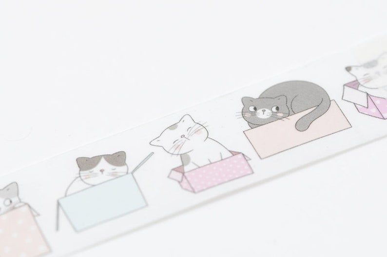 Katzen Washi Tape 25mm x 3 Meter A Rolle mit Rückseite Bild 6