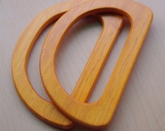 A Pair of Wood Handle Handcraft Material for Handbag Making 15x9.5cm