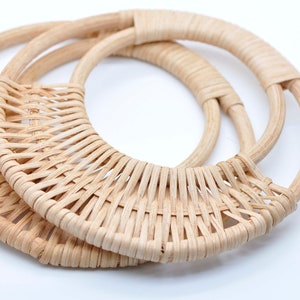 A Pair of Bamboo / Ratton Handle Handcraft Material for Handbag Making 15cm