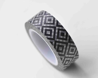Black Square Pattern Adhesive Washi Tape 15mm Wide x 10M Roll No.12964