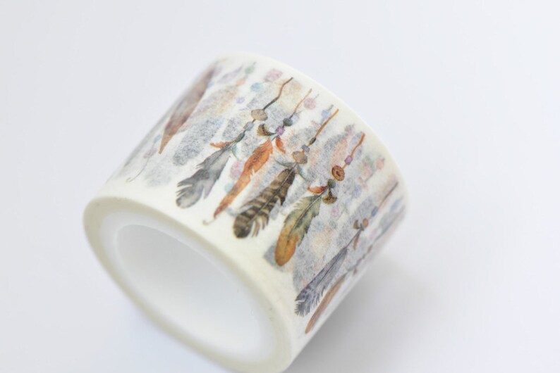 Feather Washi Tape / Decorative Tape / Japanese Masking Tape 30mm Wide x 5m Long No.12234 image 1