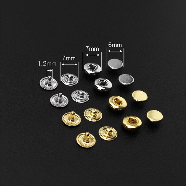 Mini 6mm flat bottone a pressione elementi di fissaggio per borsa, pulsante per pelle 5 set un pacchetto scegliere colore