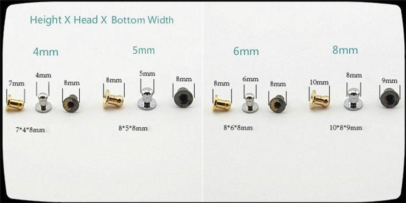 Screwed Studs Button For Diy Purse/ Belt Stud 2 Sets A Pack 4mm/5mm/6mm/8mm/10mm Pick Color And Size image 2