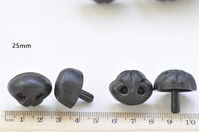 Black Dog Nose/ Animal Amgiurumi Safety Nose Come With Washers 5pcs A Pack -Pick Size 5pcs 25mm